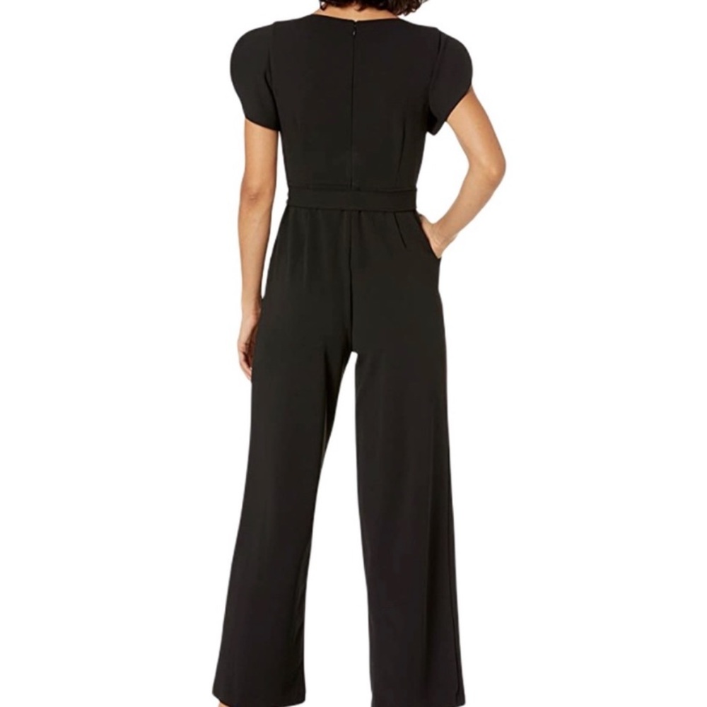 Calvin Klein Tulip Sleeve Belted Dress Jumpsuit Black Size 8